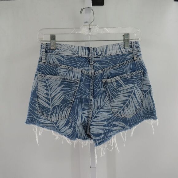 Anthro Current/Elliott Womens Size 25 Palm Print High Rise Denim Jean Shorts - Picture 11 of 14